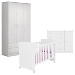 Ficha técnica e caractérísticas do produto Quarto de Bebê Doce Sonho 2617 com Cômoda 2561 e Berço Americano 2484 Branco Brilho – Qmovi