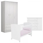 Quarto de Bebê Doce Sonho 2617 com Cômoda 2561 e Berço Americano 2484 Branco Brilho Qmovi