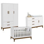 Ficha técnica e caractérísticas do produto Quarto de Bebê Nature 3 Portas Cômoda 1 Porta Branco Acetinado Eco Wood Matic