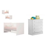 Ficha técnica e caractérísticas do produto Quarto Infantil Berço Mini Cama Americano e Cômoda 4 Gavetas - Branco