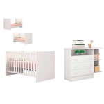 Ficha técnica e caractérísticas do produto Quarto Infantil Berço Mini Cama Americano e Cômoda 3 Gavetas com Cantoneira - Branco