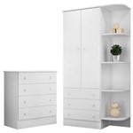 Quarto para Bebê com Guarda Roupa e Cômoda Doce Sonho Qmovi - Branco