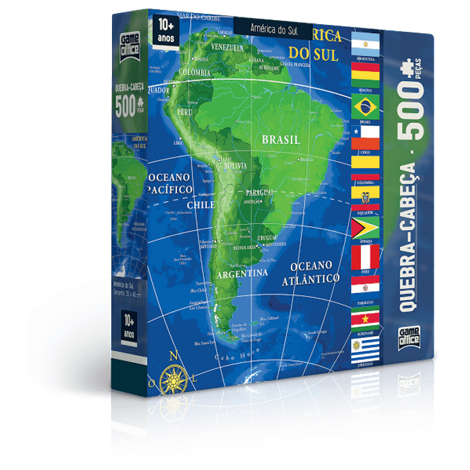Ficha técnica e caractérísticas do produto Quebra-Cabeça 500 Peças - Mapas - América do Sul - TOYSTER