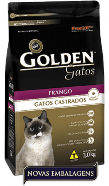 Ficha técnica e caractérísticas do produto Ração Golden Gato Adulto Castrado - Frango - 3kg