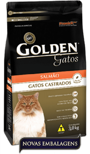 Ficha técnica e caractérísticas do produto Ração Golden Gato - Adulto - Salmão - 3kg