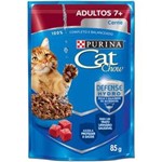 Ficha técnica e caractérísticas do produto Ração Nestlé Purina Cat Chow Adultos 7+ Sachê Carne ao Molho - 85 G