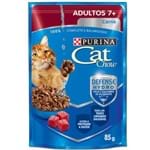 Ficha técnica e caractérísticas do produto Ração Úmida Cat Chow 7+ Sabor Carne ao Molho para Gatos Adultos 85g