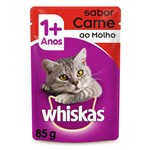 Ração Úmida Pedigree Whiskas Sachê para Gatos Castrados Sabor Carne Kit com 5 Unidades 85g