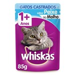 Ficha técnica e caractérísticas do produto Ração Úmida Whiskas Sachê Peixe Ao Molho Para Gatos Adultos Castrados - 85 G