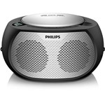 Rádio Boombox Philips AZ380S/78 USB CD MP3 Entrada Line In AM/FM - Preto/Prata