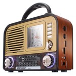 Ficha técnica e caractérísticas do produto Radio Caixa Som Bluetooth Am Fm Vintage Retro Bateria Usb Sd - Grasep