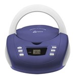 Ficha técnica e caractérísticas do produto Rádio Lenoxx Boombox BD 112AB Rádio AM/FM CD Entrada Auxiliar 3,5W - Azul/Branco
