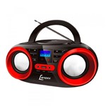 Rádio Portátil Lenoxx Boombox com CD/MP3/USB/FM/AUX BD129 Preto com Vermelho