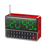 Ficha técnica e caractérísticas do produto Rádio Relógio Fm C/ Entr USB/Alarme/Mp3 e Auxiliar Vermelho