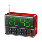 Ficha técnica e caractérísticas do produto Rádio Relógio FM C/ Entr USB/Alarme/Mp3 e Auxiliar Vermelho