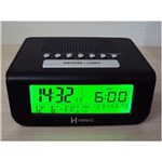 Ficha técnica e caractérísticas do produto Rádio Relógio Preto Despertador Digital Calendário Herweg