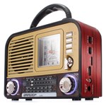 Rádio Retro Recarregável Vintage Bluetooth Fm Usb Antigo Vermelho - Grasep