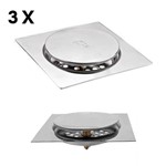 Ficha técnica e caractérísticas do produto 3 Ralos Inteligente Click para Banheiro 10x10 Cm Inox Top