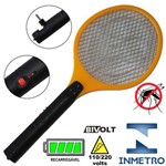 Ficha técnica e caractérísticas do produto Raquete Mata Mosquito, Mosca e Inseto Elétrica Recarregável Bi-volt Amarelo CBRN0760