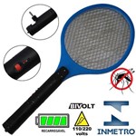 Ficha técnica e caractérísticas do produto Raquete Mata Mosquito, Mosca e Inseto Elétrica Recarregável Bi-volt Azul CBRN0777