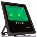Ficha técnica e caractérísticas do produto Refletor 100w Verde Led Bivolt Prova D'água IP66