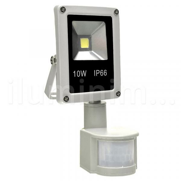 Ficha técnica e caractérísticas do produto Refletor Holofote LED 10w Sensor de Presença Branco Frio - Iluminim Led