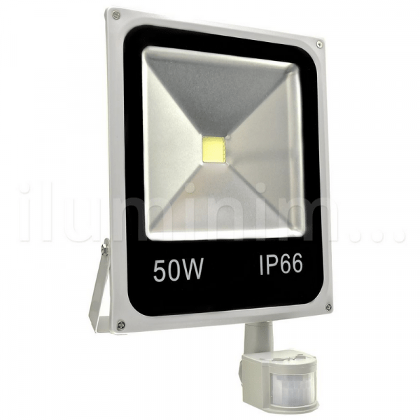 Ficha técnica e caractérísticas do produto Refletor Holofote LED 50w Sensor de Presença Branco Frio - Iluminim Led