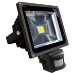Ficha técnica e caractérísticas do produto Refletor Holofote Led com Sensor Branco Frio 30w Bivolt