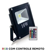 Ficha técnica e caractérísticas do produto Refletor Led 10W Rgb Slim C/ Controle Embu Led