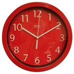 Ficha técnica e caractérísticas do produto Relógio 6719 de Parede Alumínio 30 Cm Vermelho Vidro Herweg