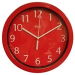 Ficha técnica e caractérísticas do produto Relógio 6718 de Parede Alumínio 25 Cm Vermelho Vidro Herweg