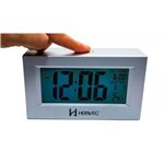 Ficha técnica e caractérísticas do produto Relógio 2972 Despertador Digital Prata Luz Led Sensor Herweg