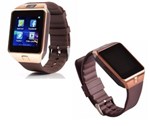 Relógio Bluetooth Smartwatch Dz09 Iphone Android Gear Chip - Marrom-Dourado