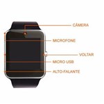 Ficha técnica e caractérísticas do produto Relógio Bluetooth Smartwatch Gear Chip GT 108 Iphone e Android