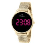 Ficha técnica e caractérísticas do produto Relógio Champion Digital Led Dourado Feminino Ch40133h