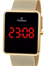 Ficha técnica e caractérísticas do produto Relógio Champion Feminino Digital Quadrado Dourado Led