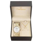 Ficha técnica e caractérísticas do produto Relógio Champion Feminino Dourado Cn29801w + Kit Bijuteria