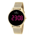Ficha técnica e caractérísticas do produto Relógio Champion Feminino Dourado Digital Led Rosa CH40133H