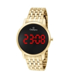 Ficha técnica e caractérísticas do produto Relógio Champion Feminino Dourado Digital Led Vermelho CH40099H