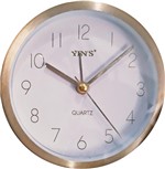 Ficha técnica e caractérísticas do produto Relógio de Mesa Analógico Redondo Dourado - Yinks