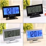 Ficha técnica e caractérísticas do produto Relógio de Mesa Digital Despertador Temperatura Led Azul - Exclusivo