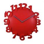 Ficha técnica e caractérísticas do produto Relógio de Parede Alto Relevo Vermelho