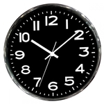 Ficha técnica e caractérísticas do produto Relógio De Parede Cromado Preto 35 Cm