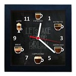 Ficha técnica e caractérísticas do produto Relógio de Parede Decorativo Caixa Alta Tema Cafés QW019