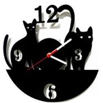 Ficha técnica e caractérísticas do produto Relógio de Parede Decorativo Gatos - Preto