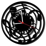 Ficha técnica e caractérísticas do produto Relógio de Parede Decorativo Microfone - Preto