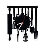 Ficha técnica e caractérísticas do produto Relógio de Parede Decorativo - Modelo Cozinha - Preto