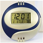 Ficha técnica e caractérísticas do produto Relógio de Parede Digital com Termômetro Redondo Azul 3806n