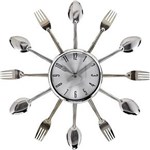 Ficha técnica e caractérísticas do produto Relógio de Parede para Cozinha Quartz em Formato de Talheres