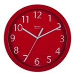 Ficha técnica e caractérísticas do produto Relógio de Parede Redondo Moderno Analógico Alumínio Herweg Vermelho